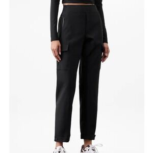 Athleta Black Endless high rise Cargo Pants Zip Pockets Elastic Waist 8